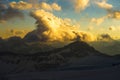 Sunset panorama of the elbrus and part of the Caucasian ridge Royalty Free Stock Photo