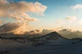 Sunset panorama of the elbrus and part of the Caucasian ridge Royalty Free Stock Photo