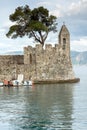 Sunset panorama of Fortification at the port of Nafpaktos town, Western Greece