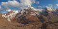 Sunset panorama of the glaciers at the foots of the Palla Bianca peak Royalty Free Stock Photo