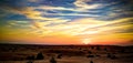 Sunset panorama landscape at arabian desert, Dubai, UAE Royalty Free Stock Photo