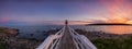 Sunset Panorama of Marshall Point Lighthouse Royalty Free Stock Photo