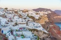 Sunset panorama of Oia at Santorini island, Greece Royalty Free Stock Photo