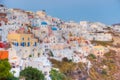 Sunset panorama of Oia at Santorini island, Greece Royalty Free Stock Photo