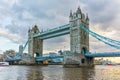 Sunset panorama of Tower Bridge in London in the late afternoon, England Royalty Free Stock Photo