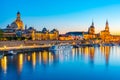 Sunset panorama view of German town Dresden Royalty Free Stock Photo