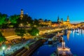 Sunset panorama view of German town Dresden Royalty Free Stock Photo