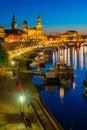 Sunset panorama view of German town Dresden Royalty Free Stock Photo