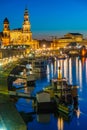 Sunset panorama view of German town Dresden Royalty Free Stock Photo