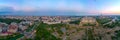 Sunset panorama view of the Romanian parliament in Bucharest Royalty Free Stock Photo