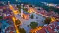 Sunset panorama view of the rynek square in Sandomierz, Poland Royalty Free Stock Photo