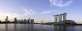 Sunset panorama view of Singapore skyline over a clear blue sky Royalty Free Stock Photo