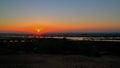 Sunset panorama view to Nile river from Beni Hasan archaeological site at Minya , Egypt