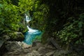 sunset Panoramic beautiful deep forest waterfall in Tamasopo san luis potosi mexico Royalty Free Stock Photo