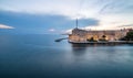 Sunset, panoramic view on Ancient Aragonese Castle in Taranto.