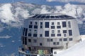 Sunset panoramic view of Mont Blanc, Refuge Du Gouter 3835 m, The popular starting point for attempting the ascent of Mont Blanc Royalty Free Stock Photo