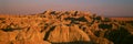 Sunset panoramic view of mountains in Badlands National Park in South Dakota Royalty Free Stock Photo