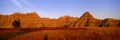 Sunset panoramic view of mountains in Badlands National Park in South Dakota Royalty Free Stock Photo