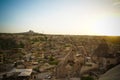 Sunset panoramic view to Goreme city, Cappadocia, Turkey Royalty Free Stock Photo