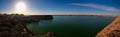 Sunset Panoramic view to Yoa lake group of Ounianga kebir lakes at the Ennedi, Chad Royalty Free Stock Photo