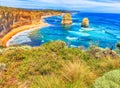 Sunset panoramic view of Twelve Apostles, Australia Royalty Free Stock Photo