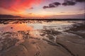 Sunset at Pantai Robina, Teluk Air Tawar in Penang Malaysia Royalty Free Stock Photo