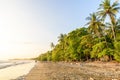 Sunset at paradise beach in Uvita, Costa Rica - beautiful beaches and tropical forest at pacific coast of Costa Rica - travel Royalty Free Stock Photo