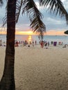 Sunset on a paradisiacal beach. Royalty Free Stock Photo