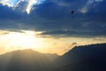 Sunset and paragliding Royalty Free Stock Photo