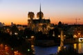 Sunset in Paris overlooking the Cathedral of Notre Dame - France Royalty Free Stock Photo