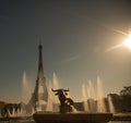 Eiffel tower sunset paris winter Royalty Free Stock Photo