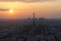 Sunset in Paris. View of Eiffel Tower