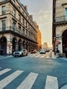 Sunset in Paris, view of the parisian buliding and autumn sunset, France