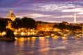 Sunset in Paris with a view of the river Seine Royalty Free Stock Photo