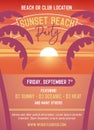 Sunset party template for beach event. Vector illustration design easily editable with your text.