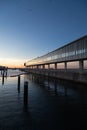 Sunset Passenger disembarkation platform at the Port of LeixÃµes, Portugal