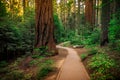 Sunset Path in the Giant Sequoia Forest, Sequoia National Park, California Royalty Free Stock Photo