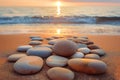 Sunset Pebbles on Seashore Royalty Free Stock Photo