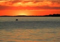 Sunset with pedal boat on Lake Constance