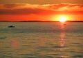 Sunset with pedalos on Lake Constance