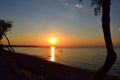 Beautiful sunset on the beach of Peraia, Thessaloniki, Greece. Royalty Free Stock Photo