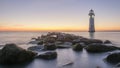 Sunset at perch rock lighthouse New brighton Royalty Free Stock Photo