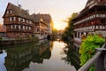 Sunset in Petite-France, Strasbourg, France Royalty Free Stock Photo