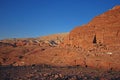 Sunset in Petra. Jordan. Ancient tombs, rocks, stones and sand