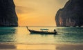 Sunset Phi phi Le island Maya bay Thailand Royalty Free Stock Photo