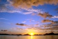 Sunset in the Philippines, silhouettes of bankas, traditional filipino fishing boats