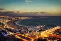 Sunset, nighttime photo Agadir, Morocco. Royalty Free Stock Photo