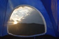 Sunset photo in Indian village with froma tracking tent