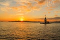 Sunset photo at the maiden`s tower, istanbul.