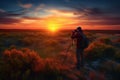 Sunset photographer colorful. Generate Ai Royalty Free Stock Photo